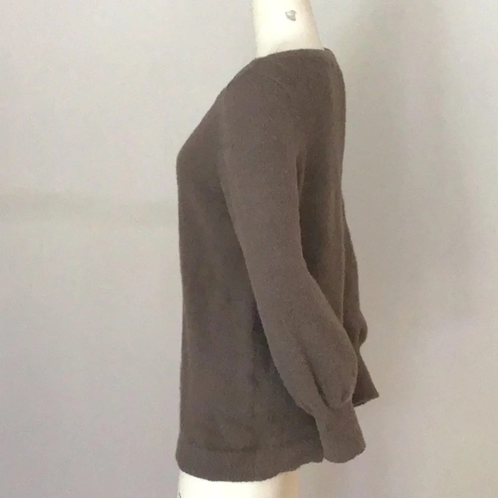 Chico’s Taupe Fuzzy Sweater - Picture 6 of 11